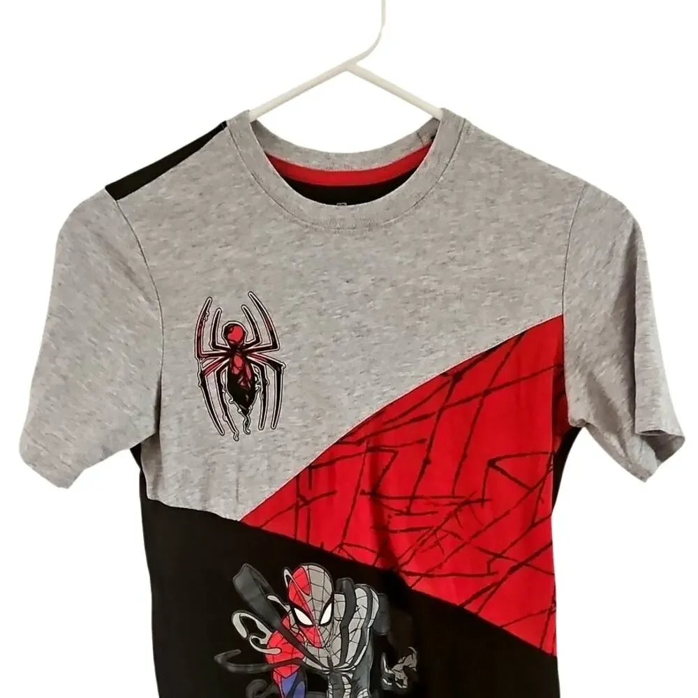 Marvel Spider-Man Venom Boys Gray Black Graphic T-Shirt Size Large 10/12 EUC
